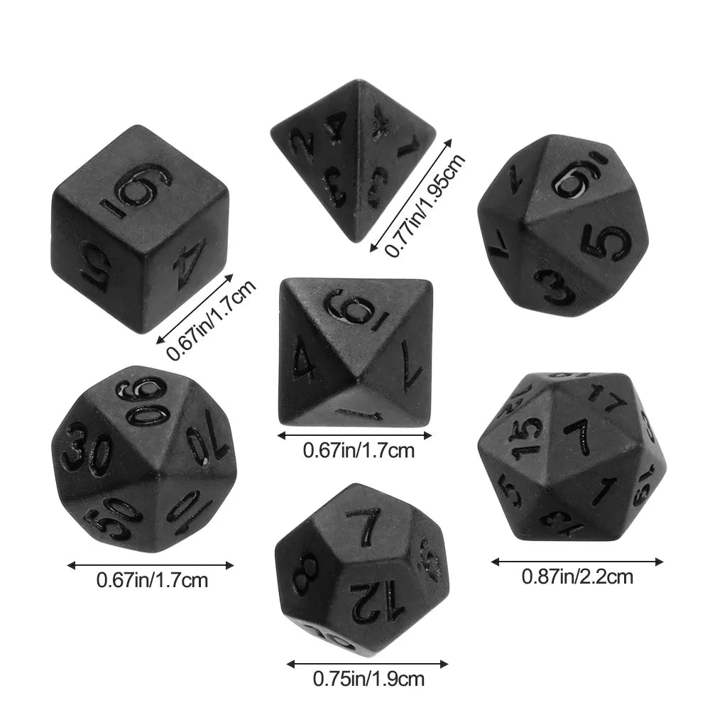 7 Pcs/set Scrubs Pure Black Digital Dice Board Gameaccessories