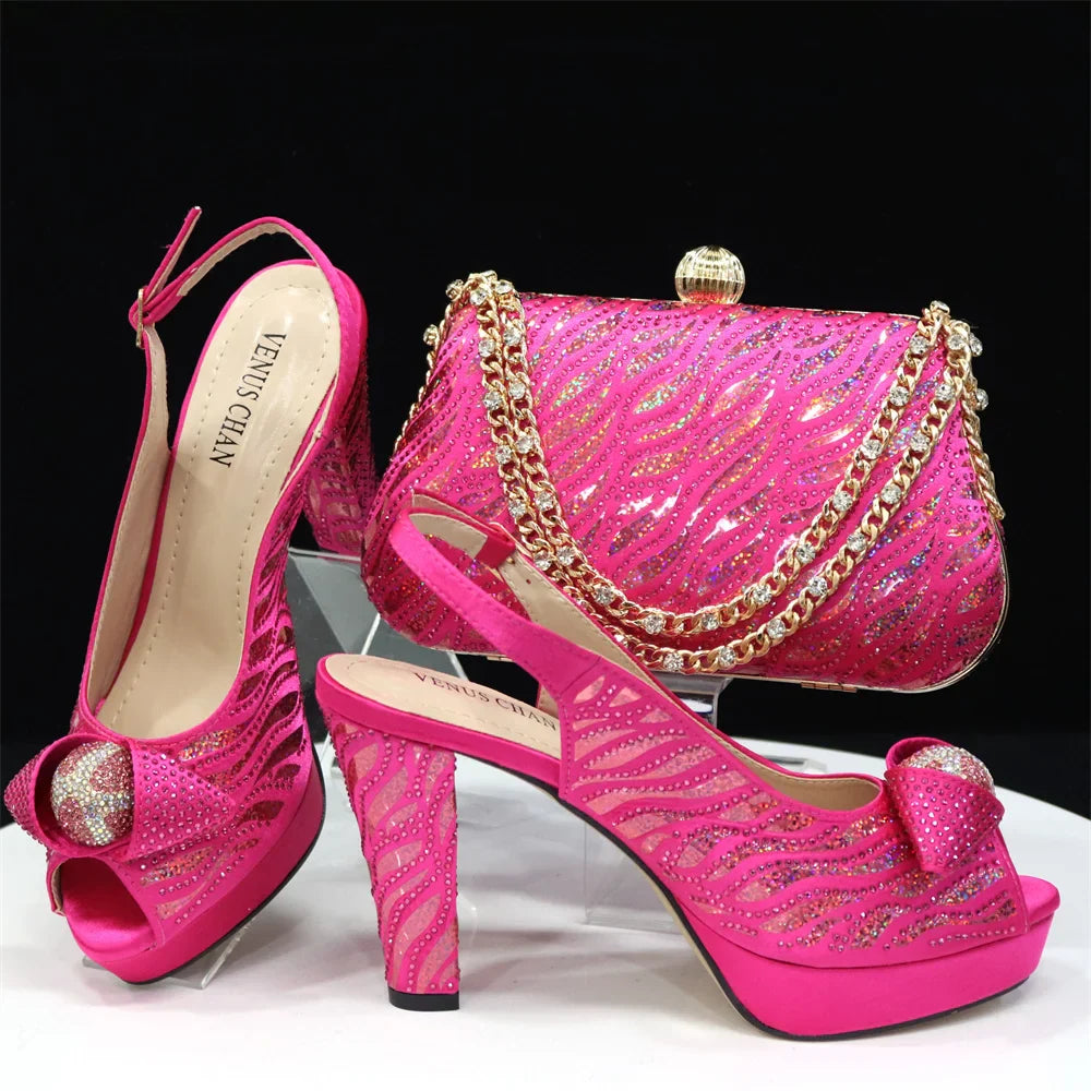 Italian Shoes And Bag Sets For Evening Party With Stones HJK1-60