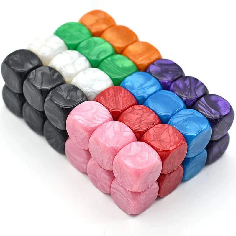 10pcs/set Rounded Corner Dice Pearl Pattern Blank Glossy Dice DIY Game Accessories 16mm