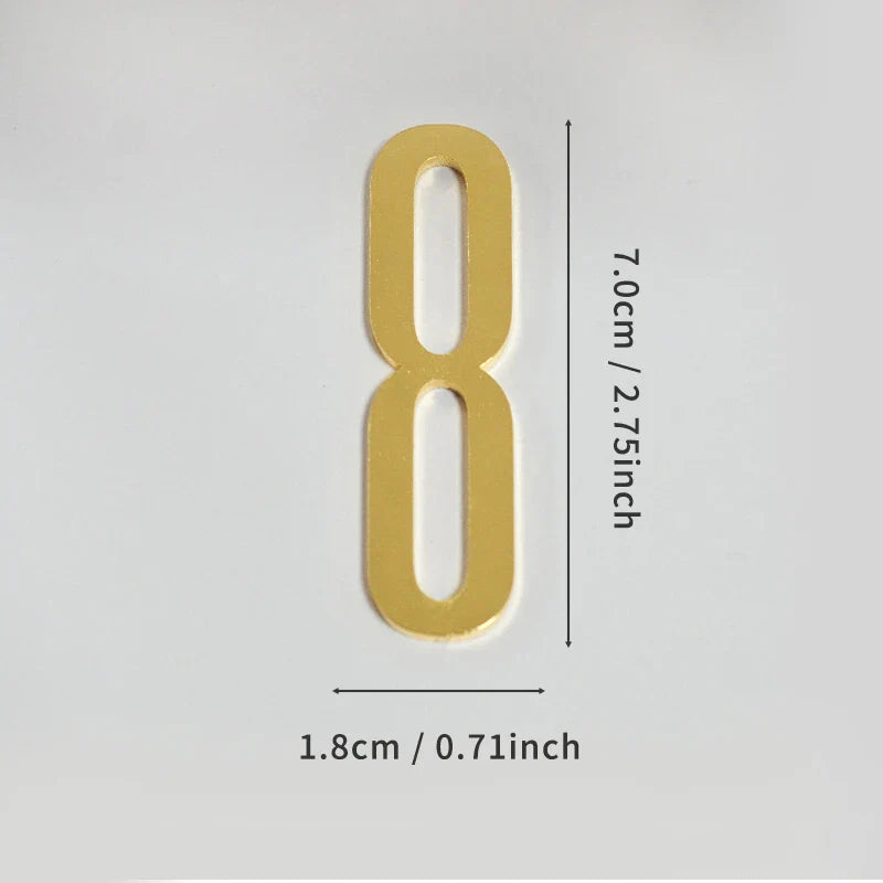 Golden Door Number with Backing Adhesive 7cm Metal House Number Apartment Door Number for Outdoor Hotel Home Mailbox Label