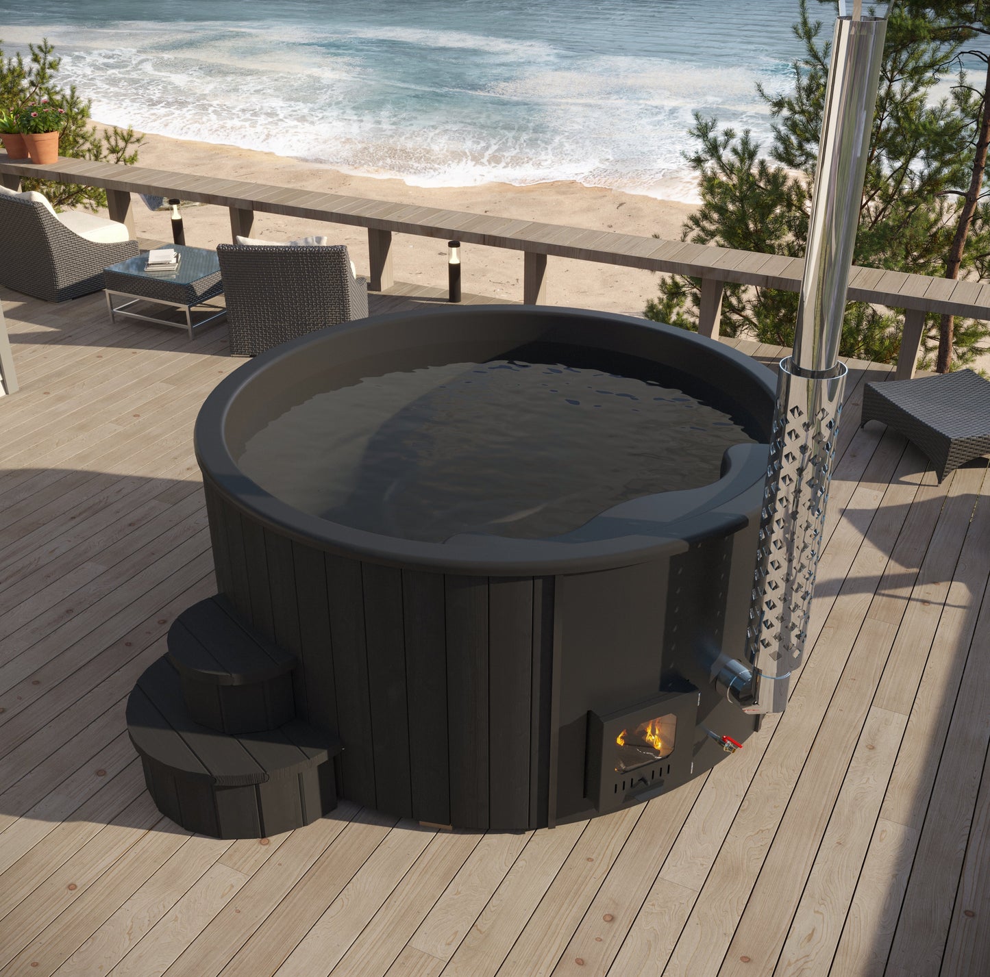 SaunaLife Model S4B Soak-Series Home Wood-Burning Hot Tub