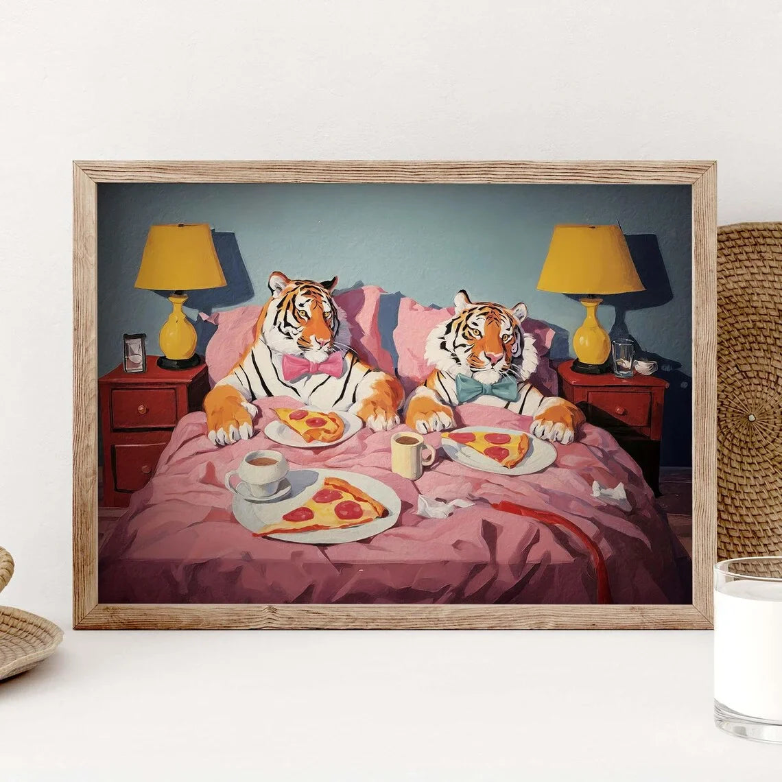 Wall Art Tiger Pizza wall art Print: Dopamine Decor Retro Wall Art Creativity Print, Large Printable Art Print for Home room
