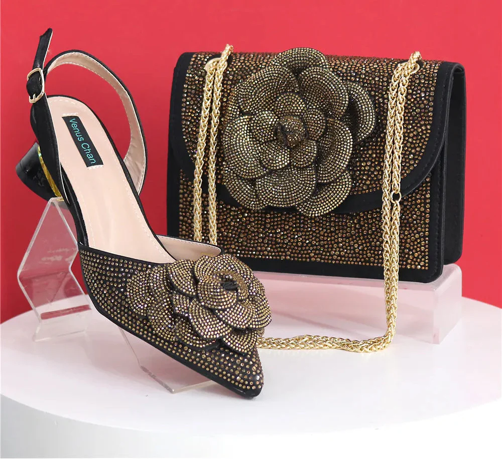 Elegant Lady Shoes And Bag Set with Rhinestone NBT543