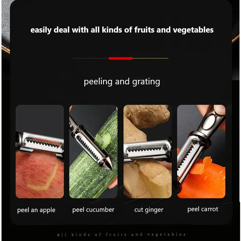 3 In 1 Fruit And Vegetable Peeler Kitchen Gadget Potato Carrot Slicer Alloy Sharp Grater Multifunctional Kitchen Accessories