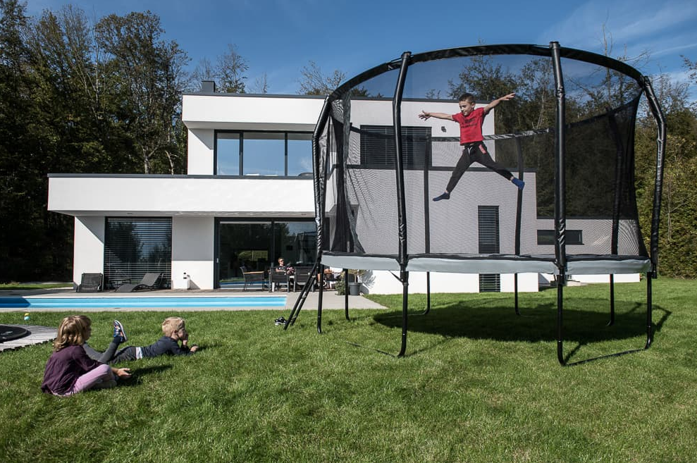 14ft Round Akrobat Orbit Pro Above Ground Trampoline