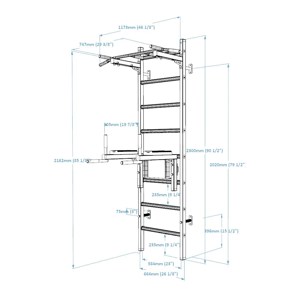 BenchK 222 Gymnastic Wall Bars with Pull-up and Dip Bar