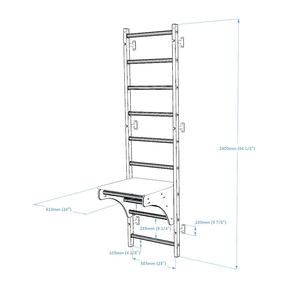 BenchK 712 Wall Bars with BenchTop Desk and Pull-Up Bar