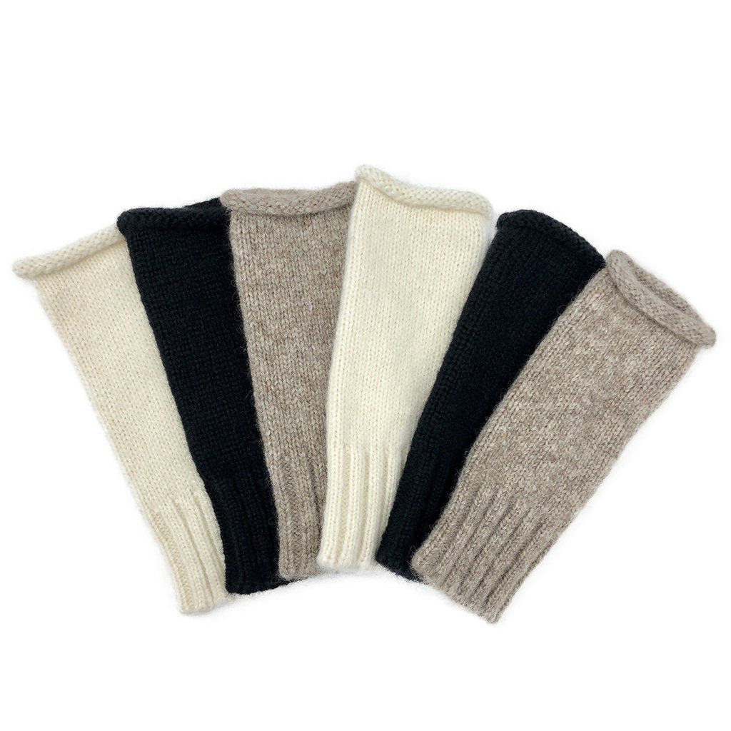 Alpaca Fingerless Knit Gloves Long Ribbed Cuff Winter Gloves Thumb Slit