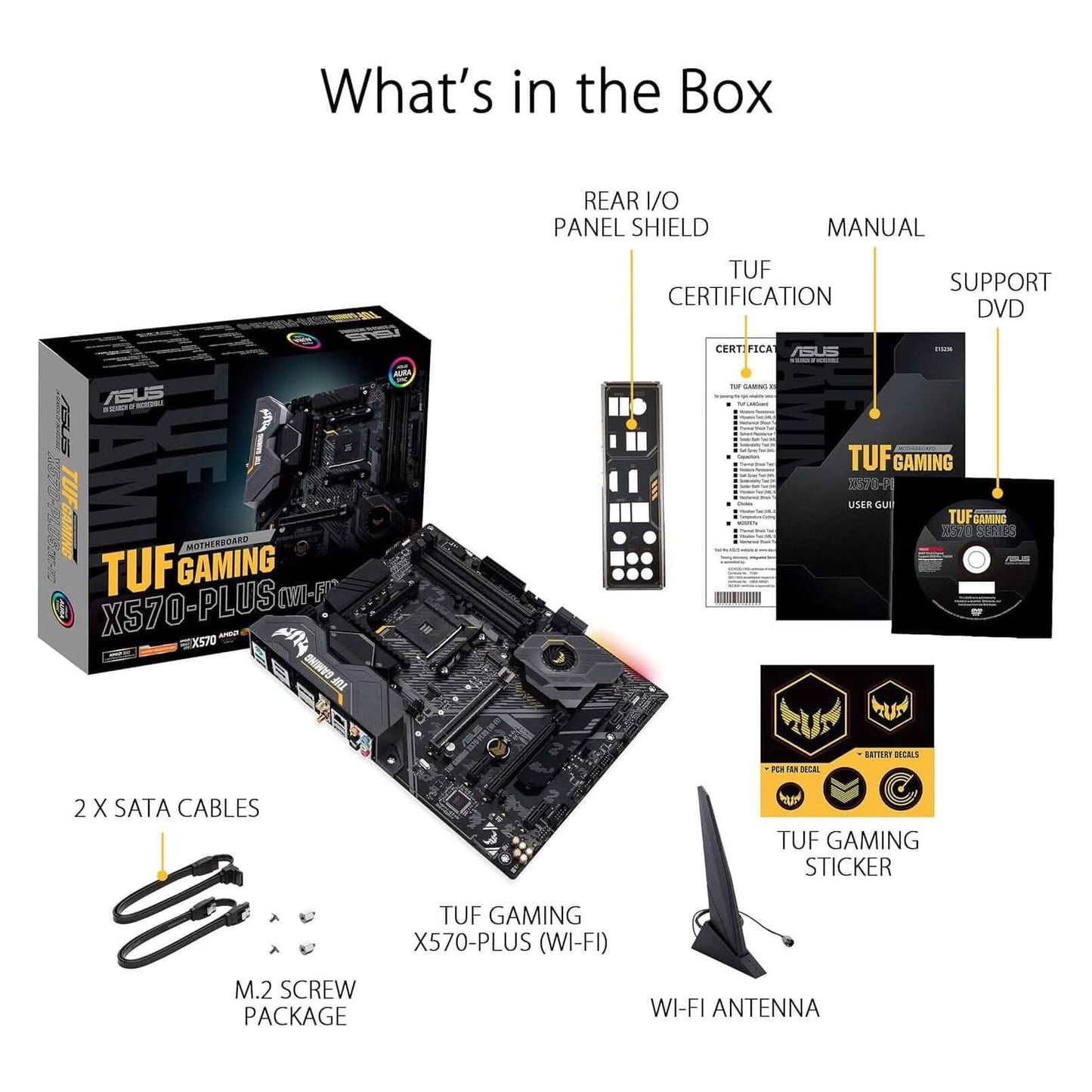 ASUS AM4 TUF Gaming X570-Plus Wi-Fi Zen 3 Ryzen 5000 and 3rd Gen Ryzen ATX Motherboard (Refurbished)