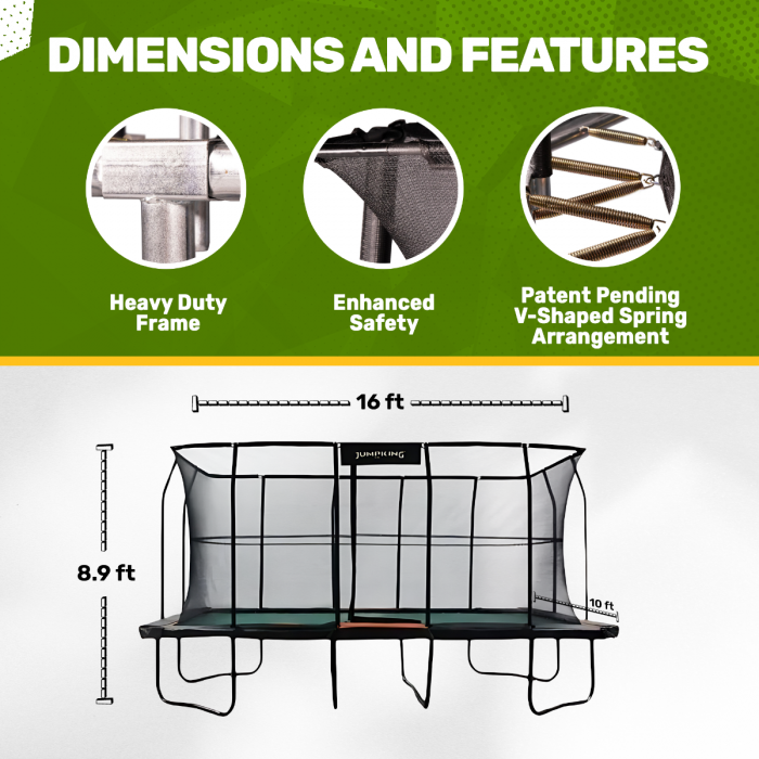JumpKing Pro-Series 10'x16' Rectangle Trampoline