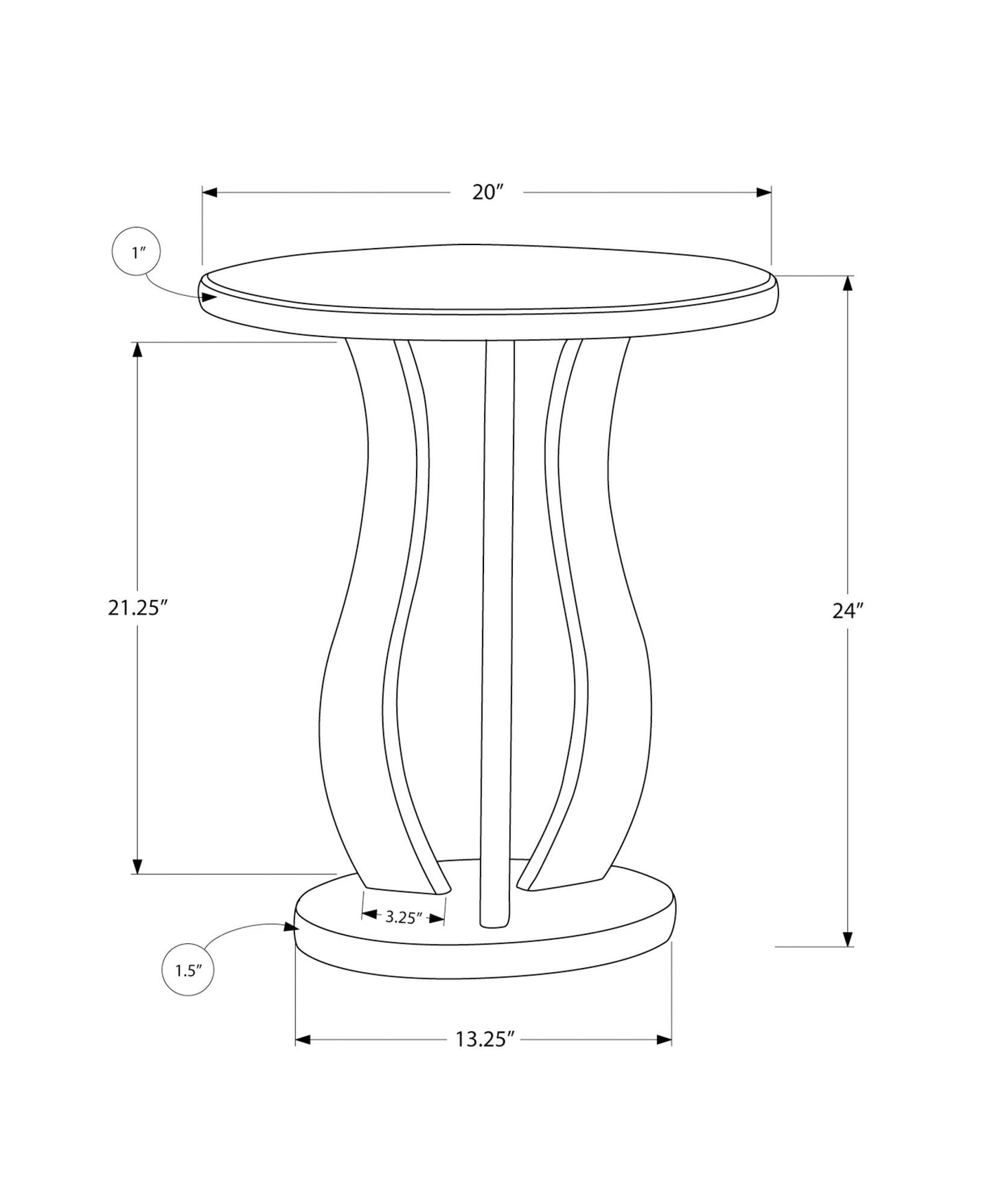 Accent Table, Side Mirror, Transitional - Silver