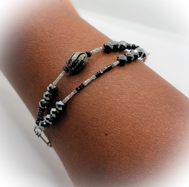 Black and Grey Diamond Chain link Bracelet