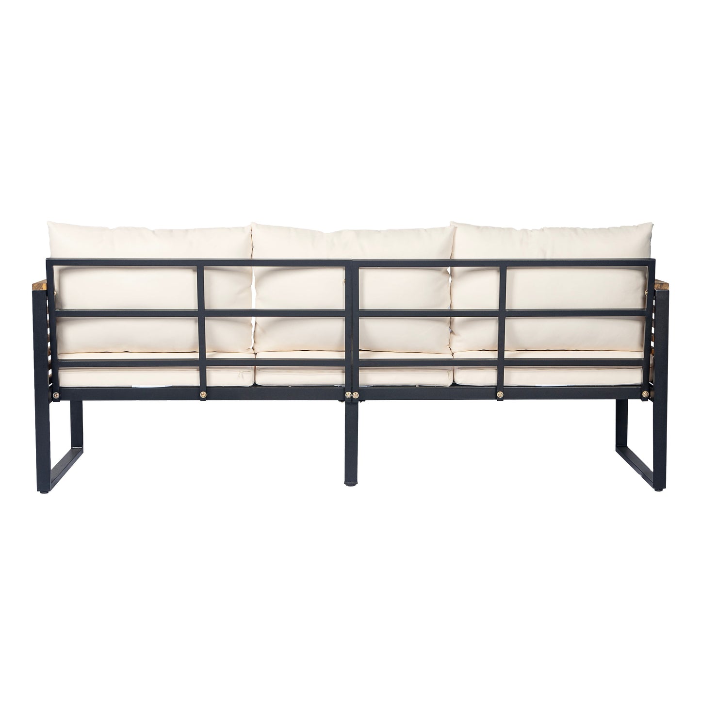 Outdoor 4-Piece Acacia Wood and Metal Patio Sofa Set