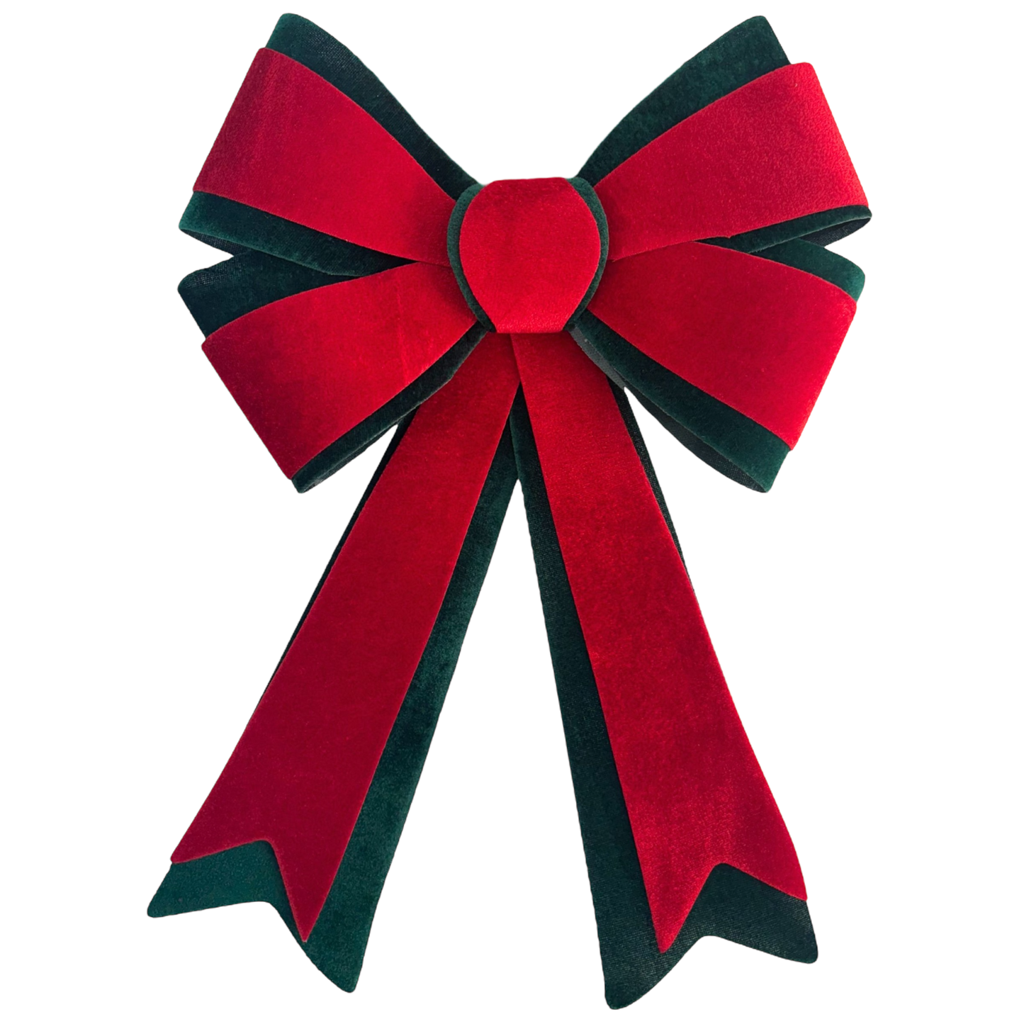 Red and Green Layered Grand Holiday Velour Bow
