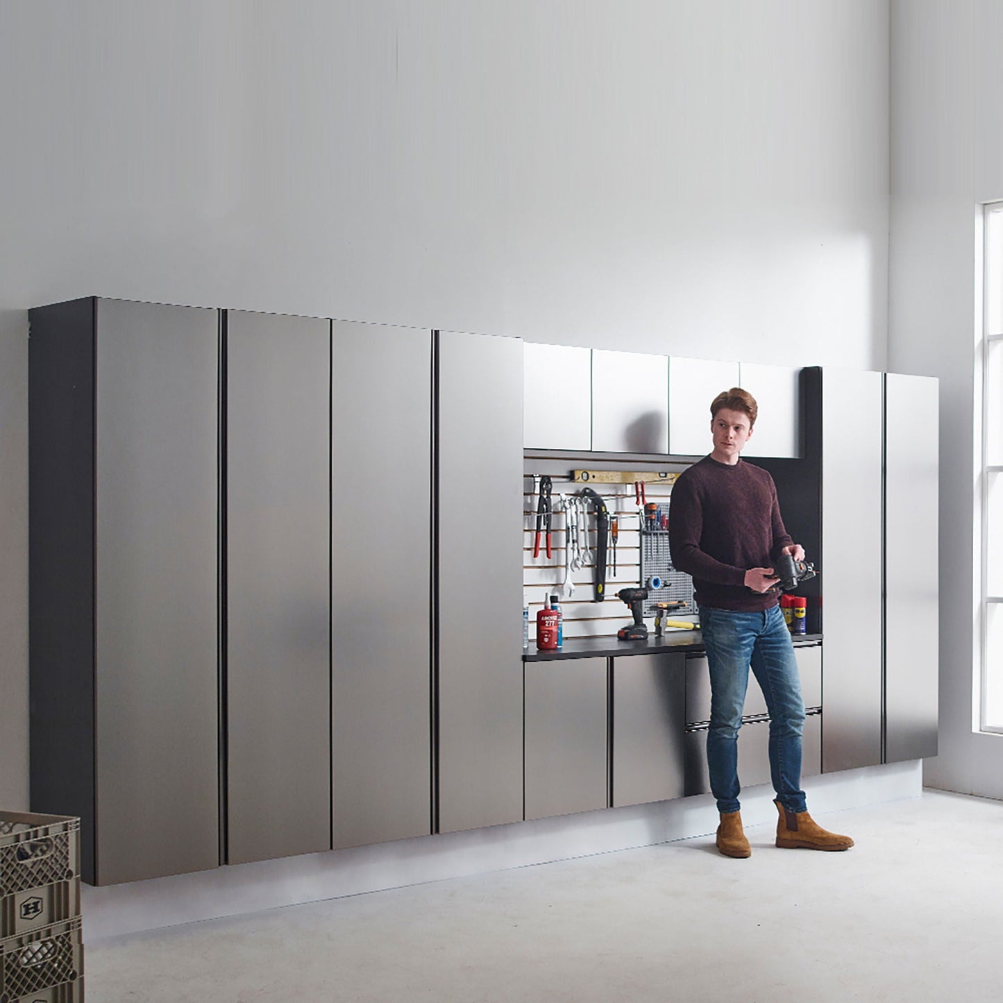 Nova Series - Wall Mounted Utility Storage Garage Cabinet - Dark Gray