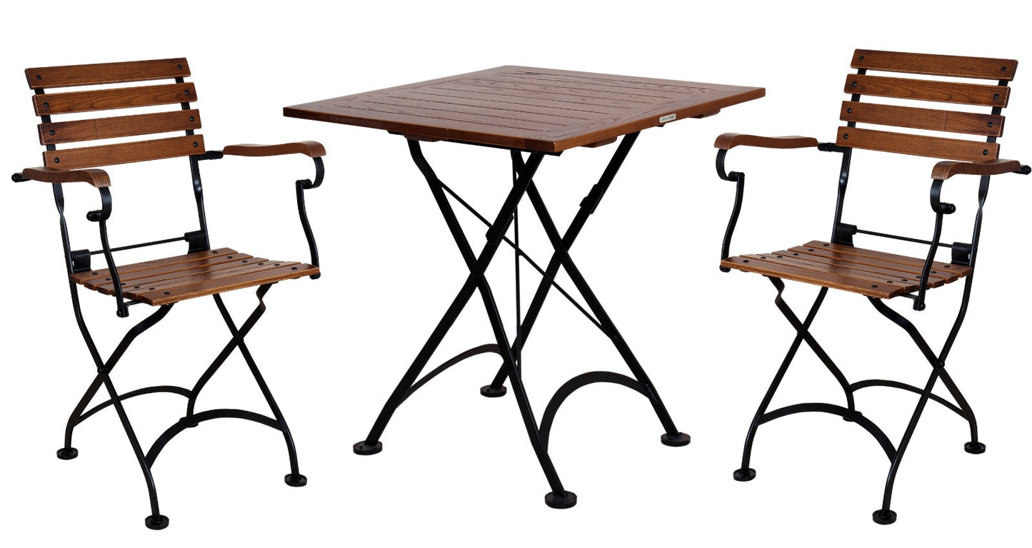 DemarForge Folding Chair 5505 - Stackable - European Chestnut Wood Clear Coated Slats (Set of 2)