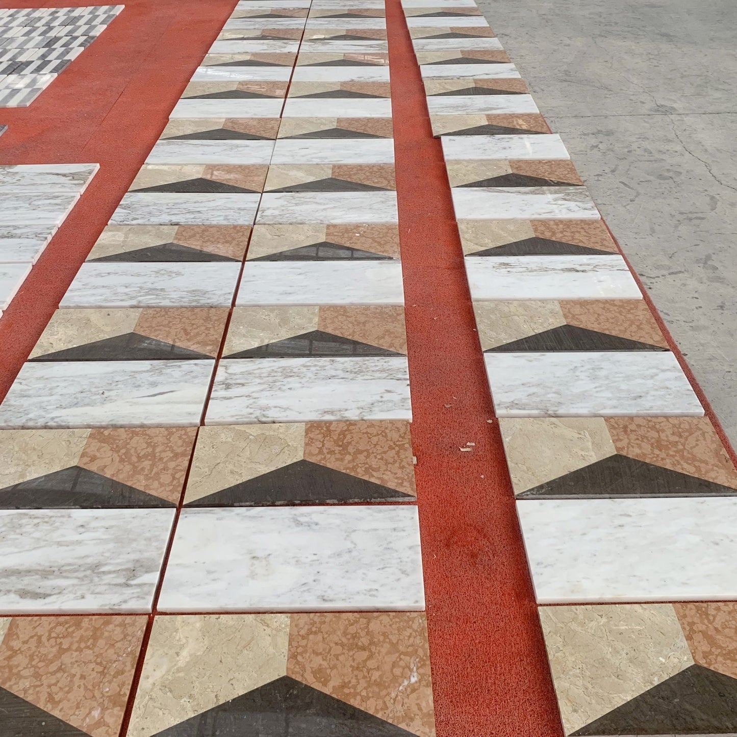 Waterjet Marble 4 Color Marble For Floor And Wall Polished Marble Tile Stone 1 Box Each Pattern 2 Pieces - White / Multi