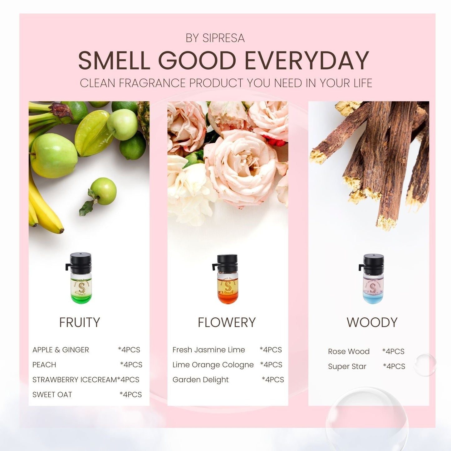 Sipresa Splash'n Shine Hair Perfume Oil 9 Unique Scents in 1 Pack Natural Plant-based Oils 72H Long-Lasting Fragrance 36-PCs Travel Set Haircare