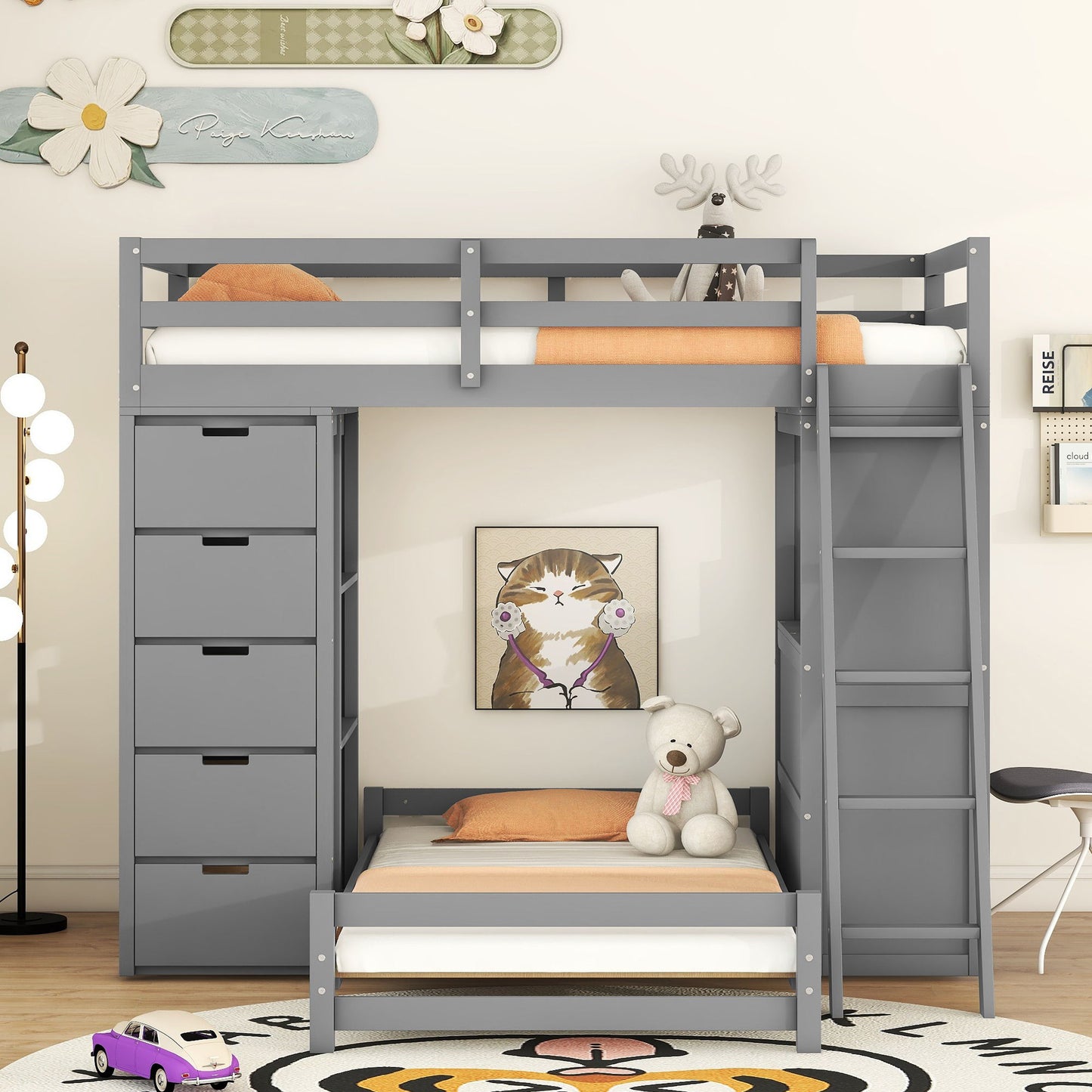 Bunk Bed With LED Light And USB Ports