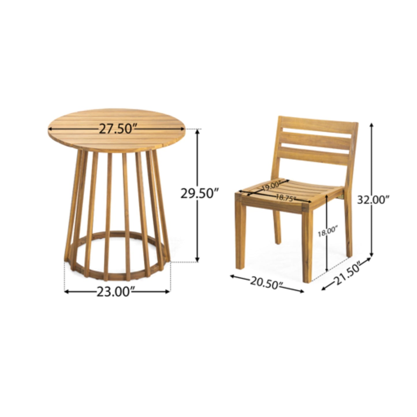 Outdoor 3 Pieces Dining Set - Round Bistro Set