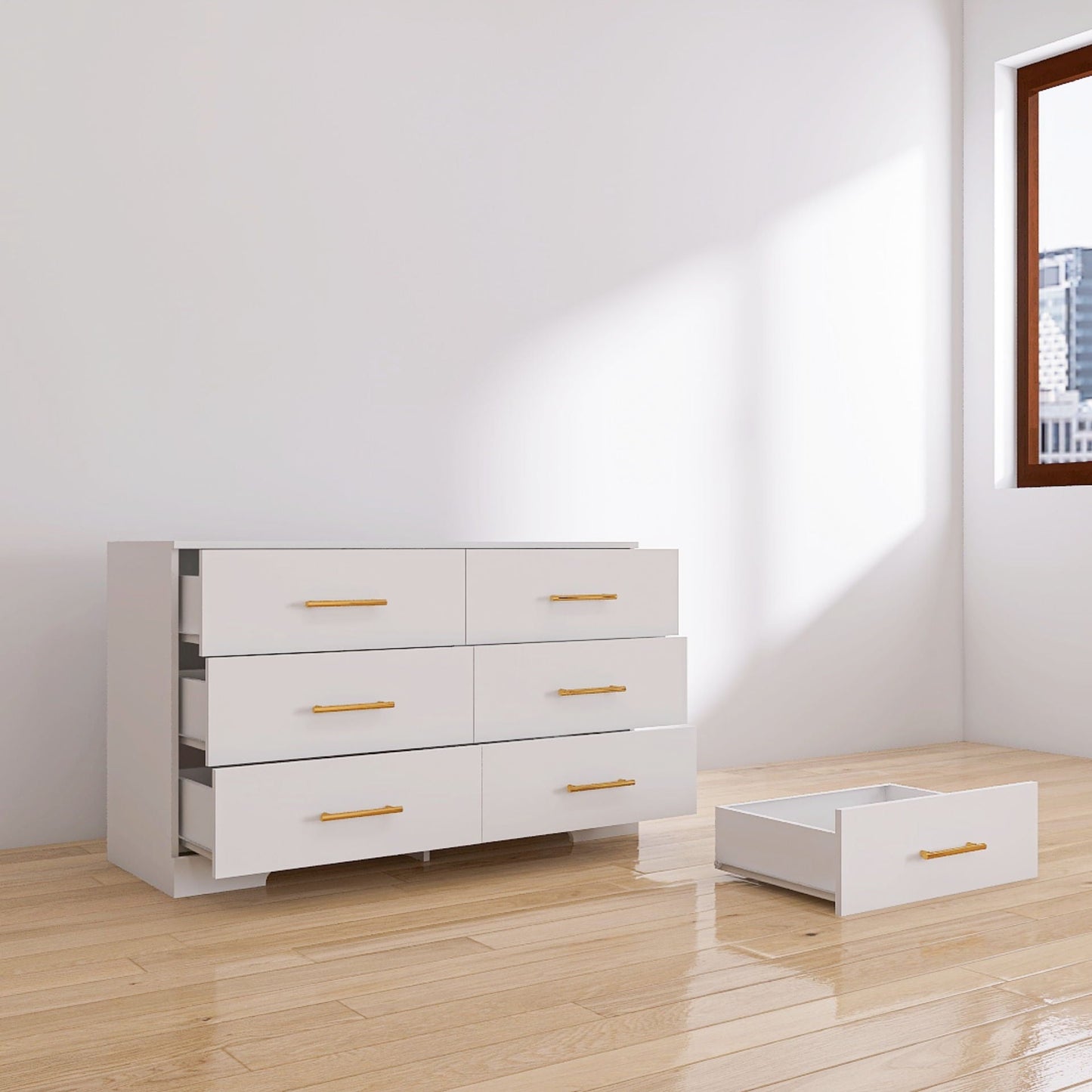 Large 6 Drawers Chest Of Drawer Dressers Table With Handle