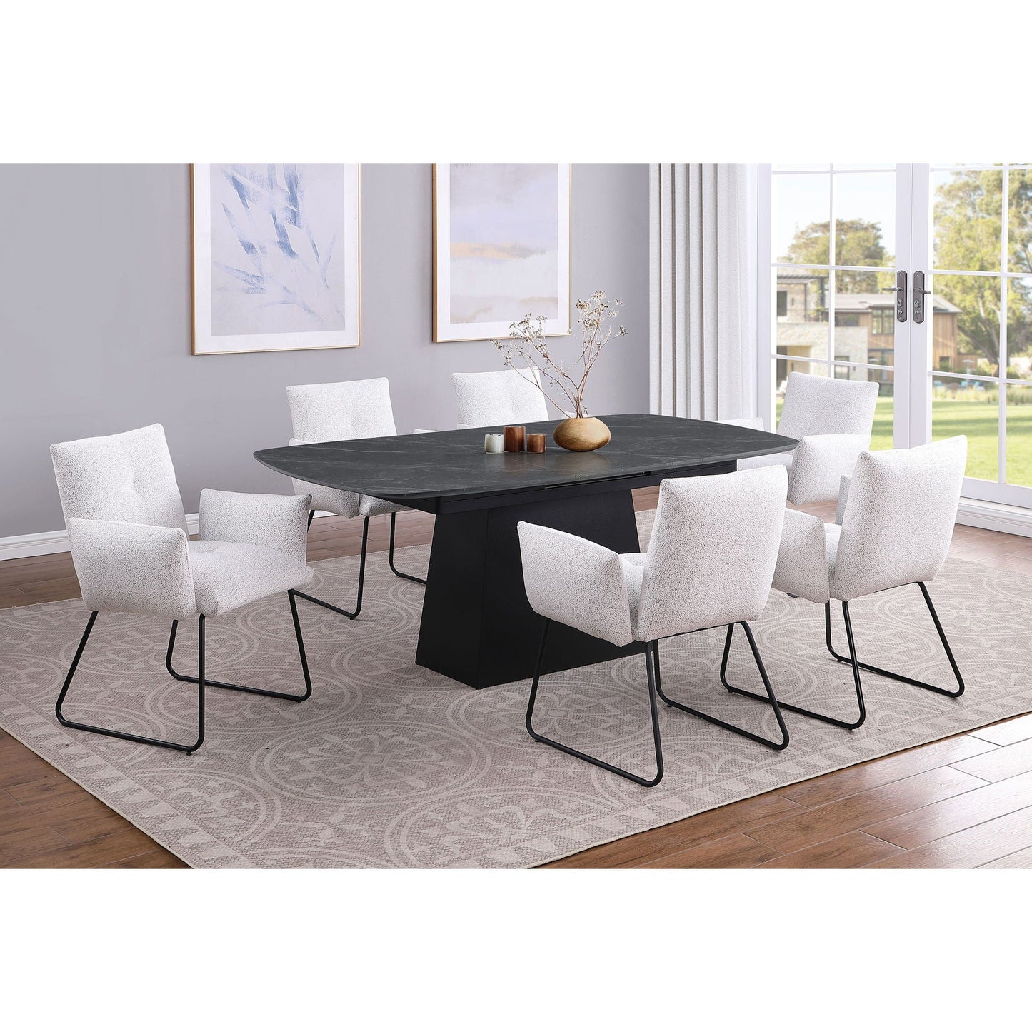 Idlewild - Extension Leaf Dining Table With Tapering Pedestal Base - Black
