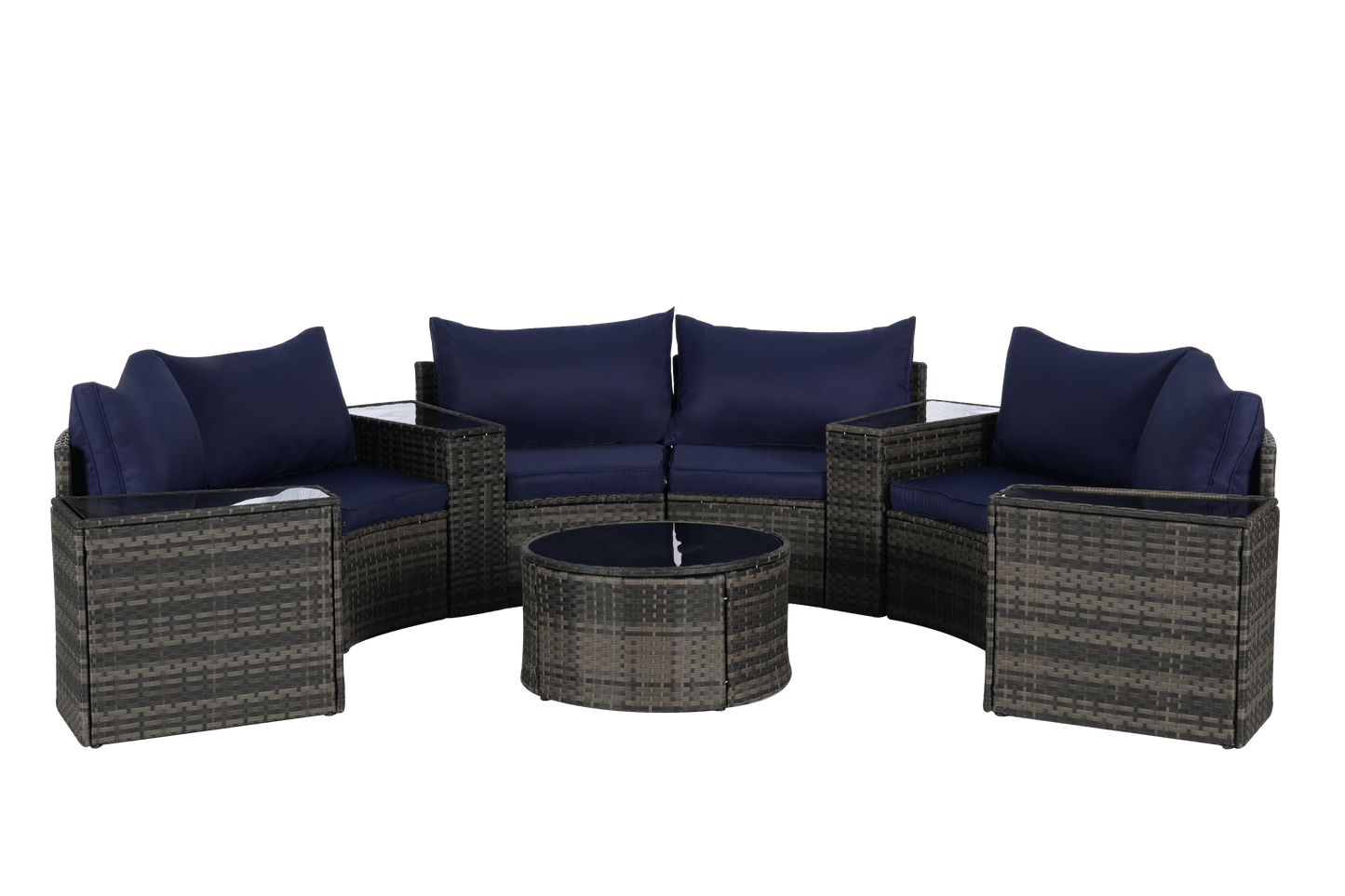 Outdoor Patio Furniture 11-Piece Half-Moon Sectional Round Patio Furniture Set