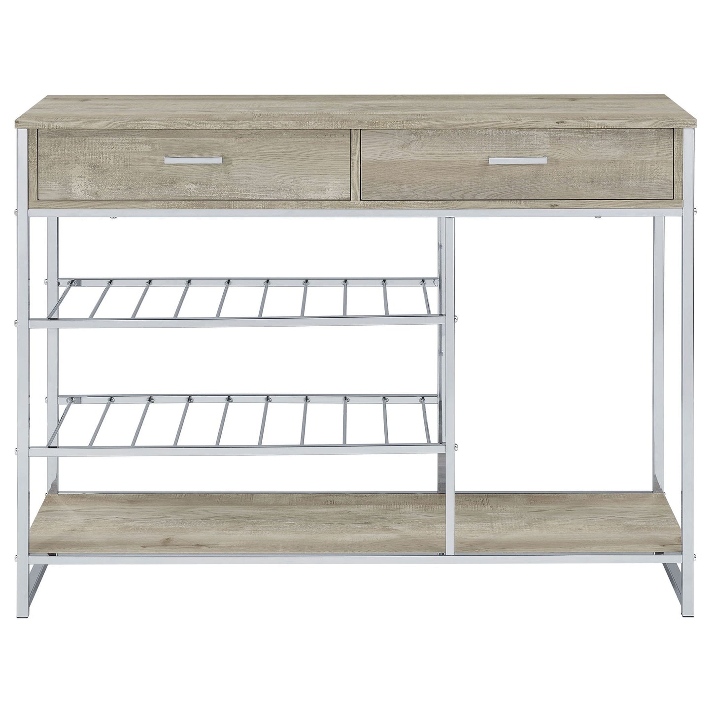 Ethel - 2 Drawer Home Bar Storage With Wine Rack - Oak