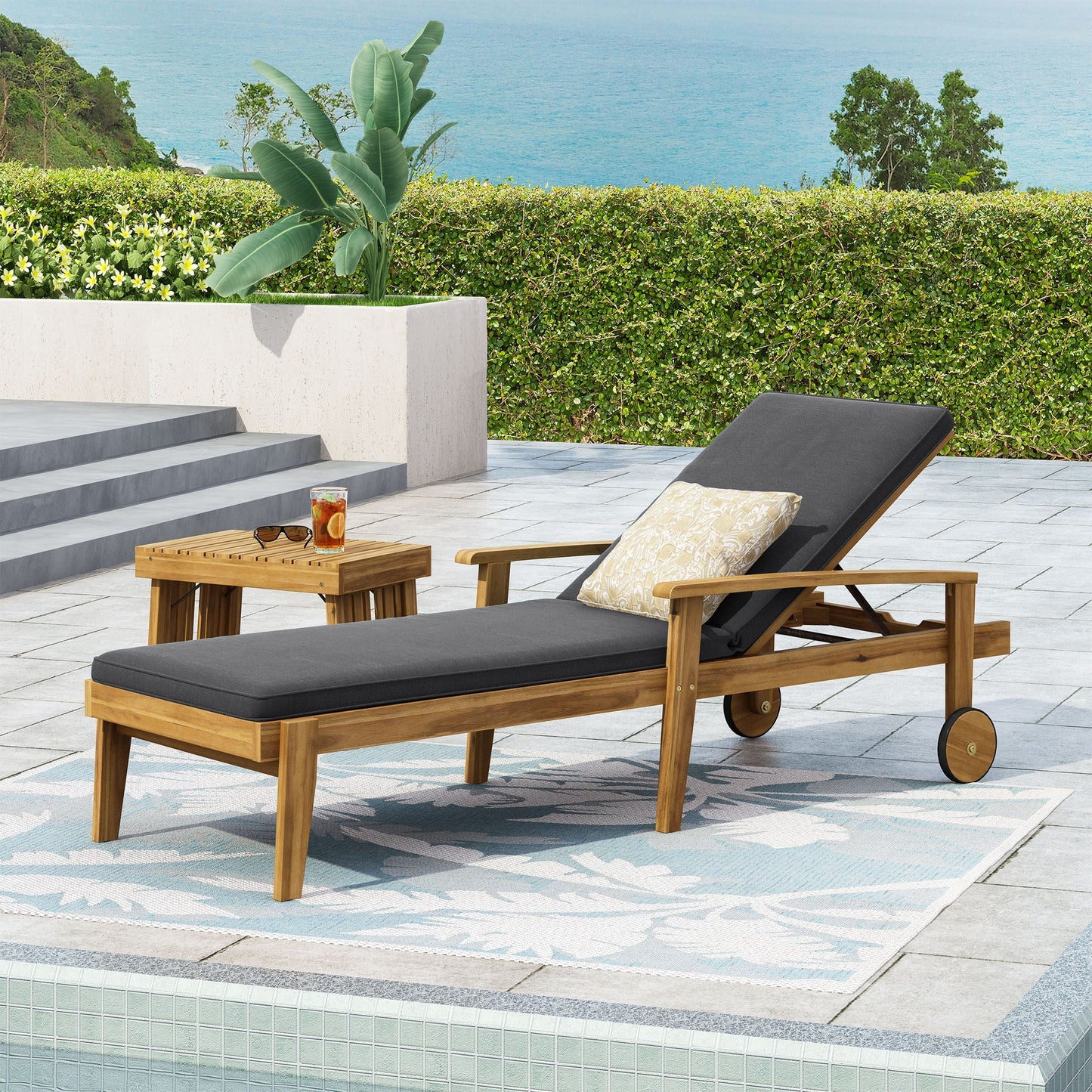 Jason Chaise Lounge Adjustable Acacia Wood Outdoor Furniture