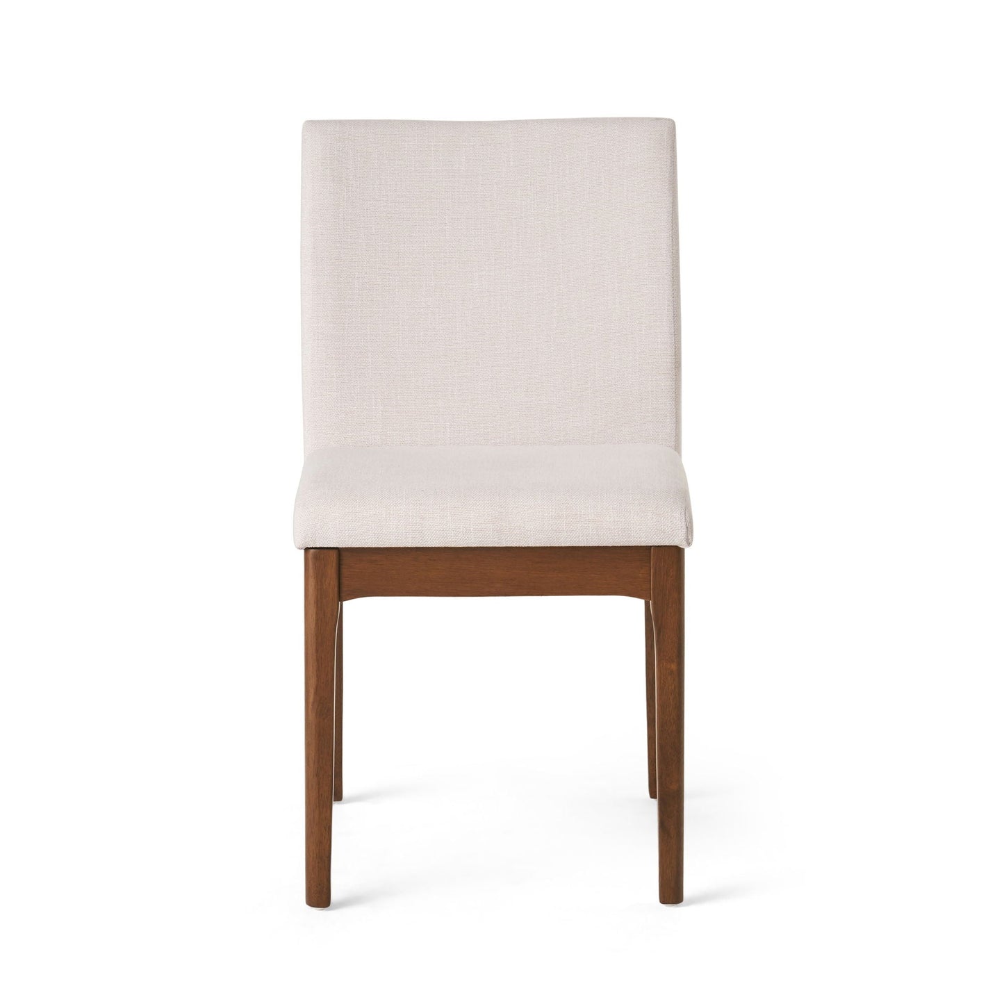 Dining Chairs with Upholstered Seat and Backrest (Set of 2) - Light Beige / Walnut