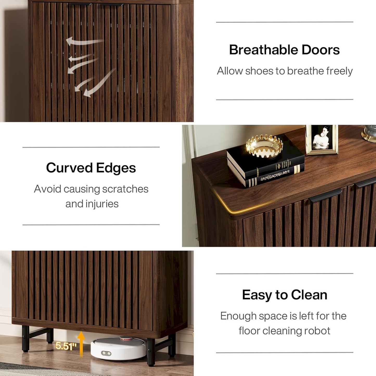 6 Tier Shoe Cabinet With Louvered Doors