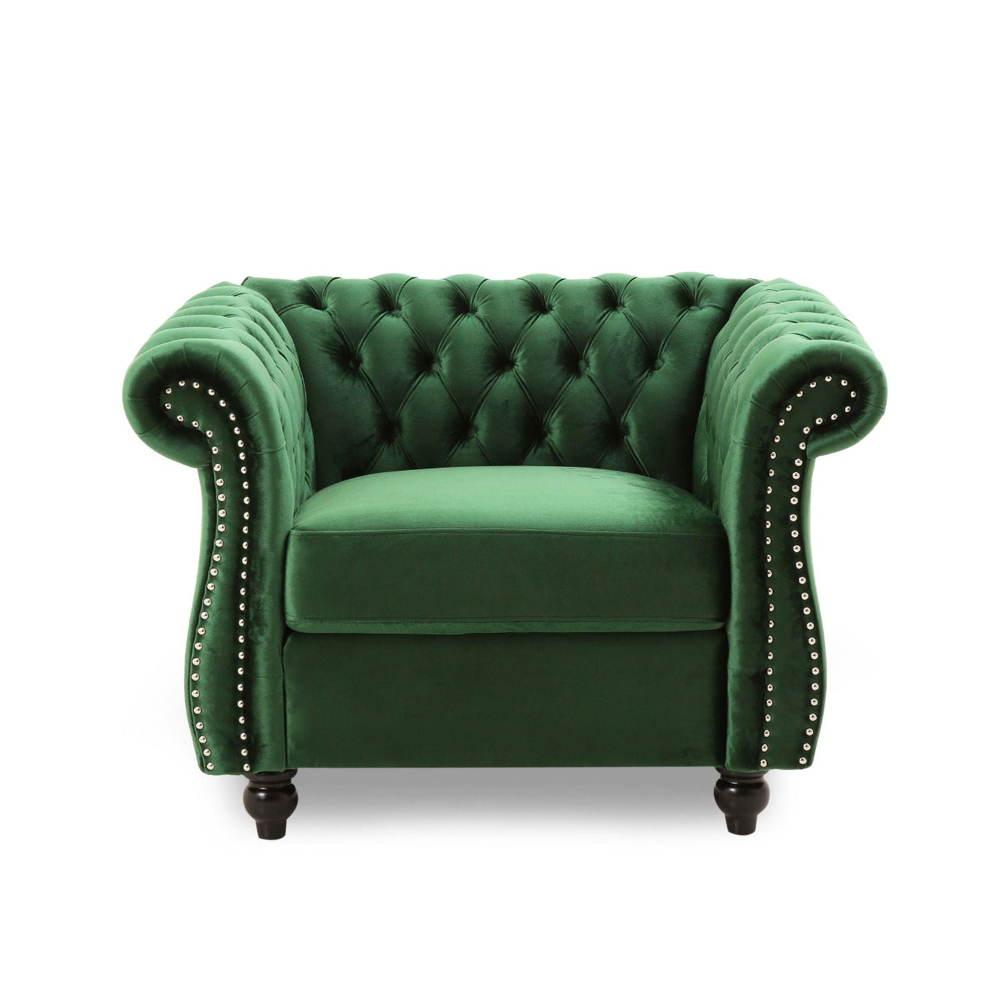 Nexuson Upholstered Chesterfield Chair With Deep Tufted And Nailhead Trim