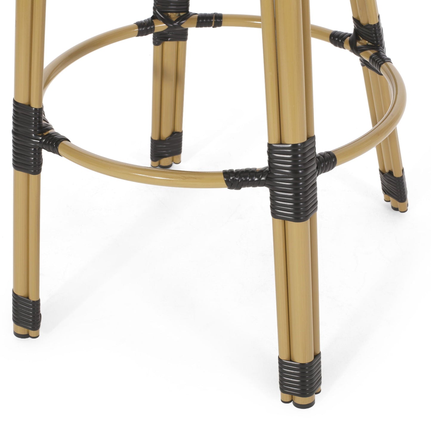 Outdoor Rattan And Aluminum French Barstools (Set of 2)
