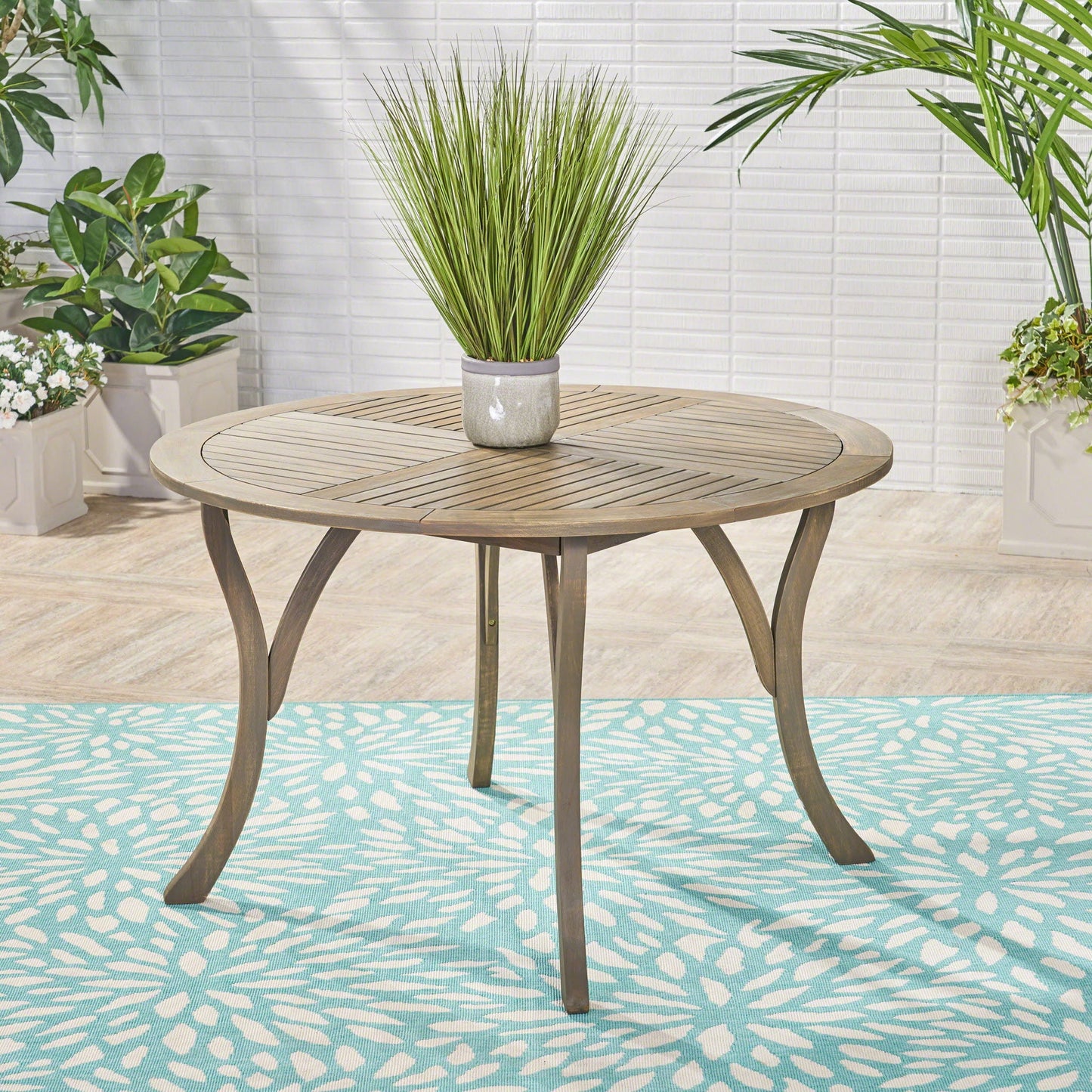 Hermosa Outdoor Acacia Wood Circular Dining Table