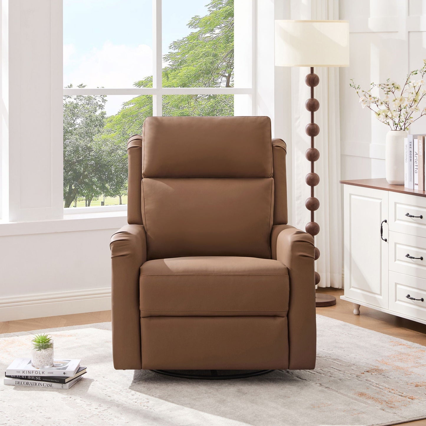 Manual Recliner Swivel Rocking Chair With 8-Point Massage and Heating