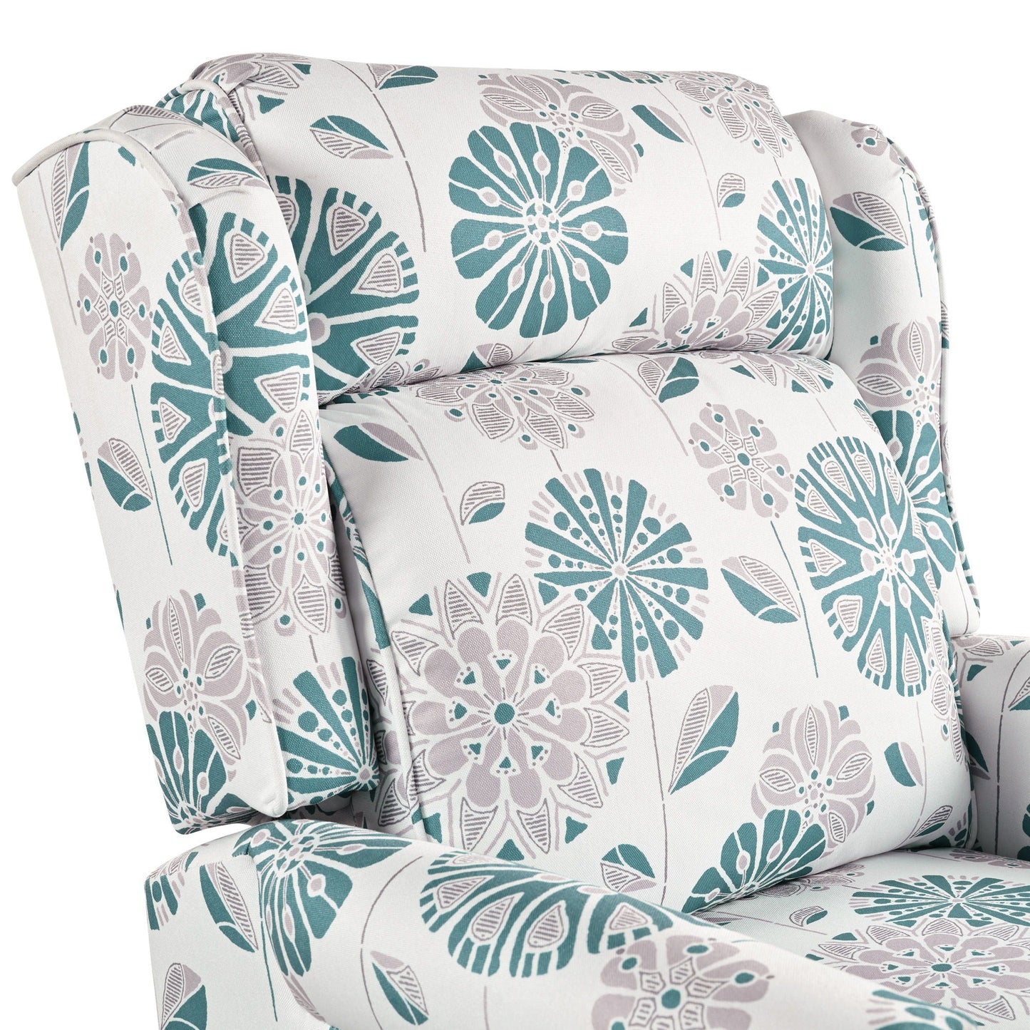 Push Back Recliner Chair Upholstered With Classic Wing Back And Solid Gourd-Shaped Legs