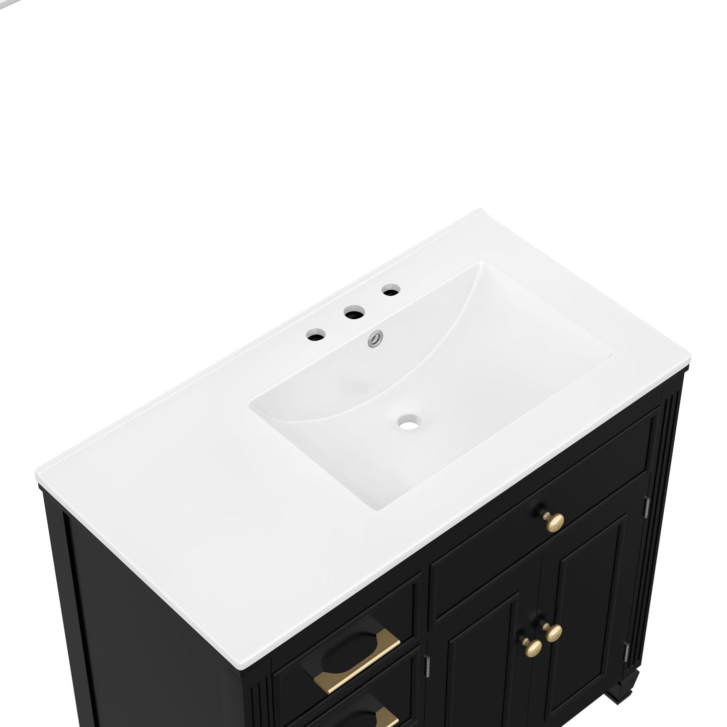 Modern Bathroom Vanity With Ceramic Sink, Freestanding