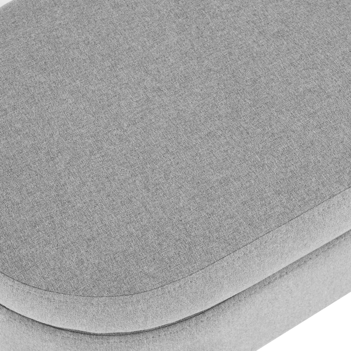 Ottoman Oval Storage Bench With Rubber Wood Legs Linen - Gray