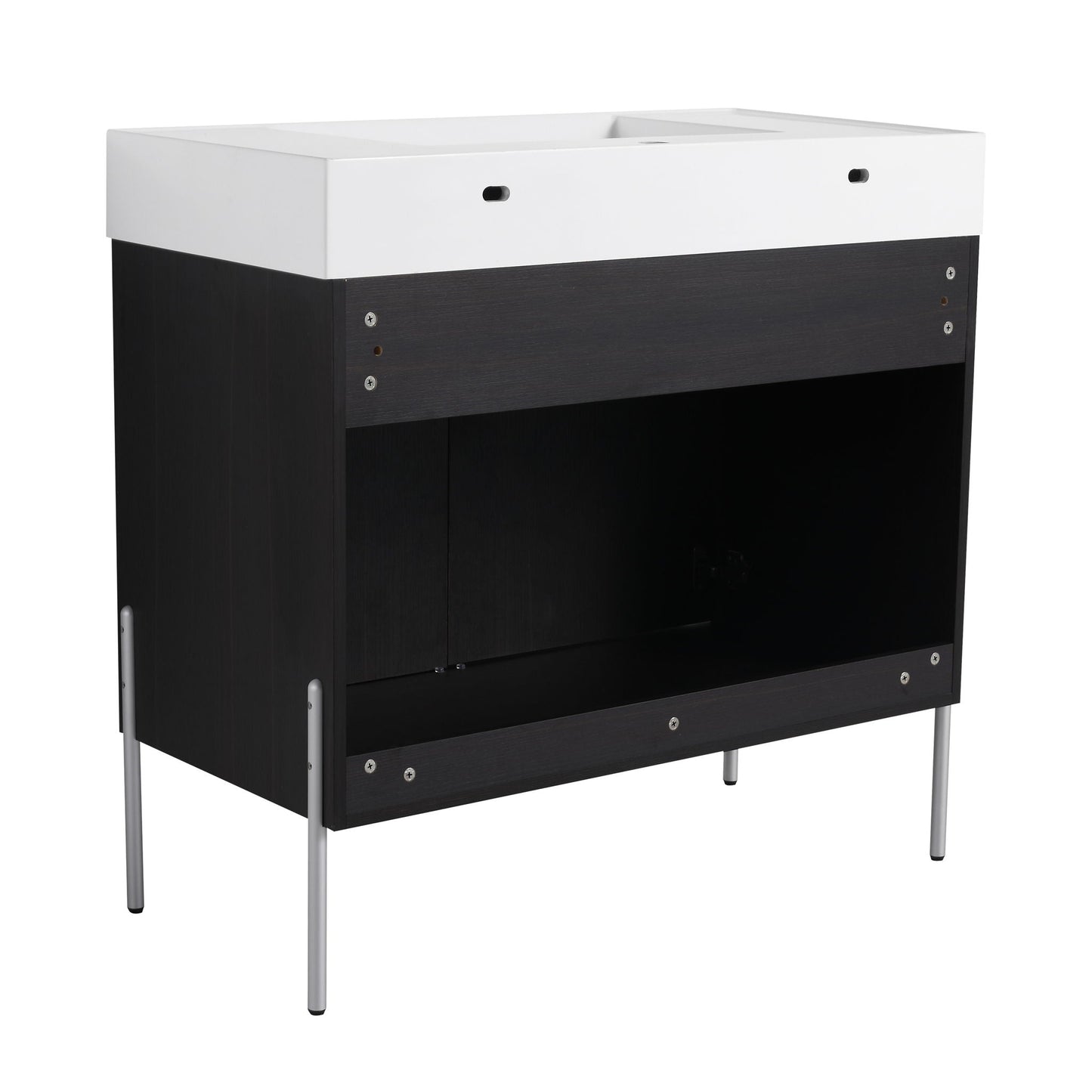 Freestanding Bathroom Vanity With Resin Sink And Storage Cabinet
