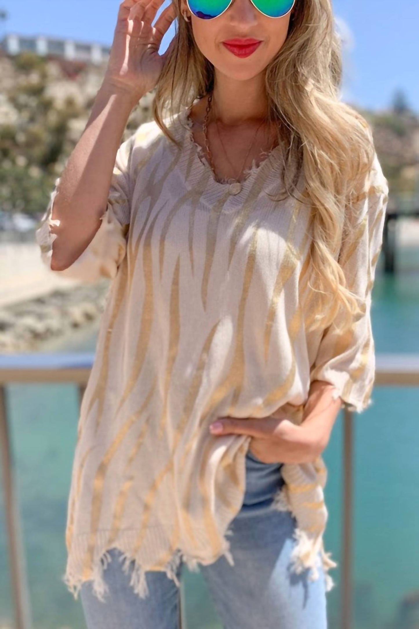 Zero Effort Zebra Knit Top