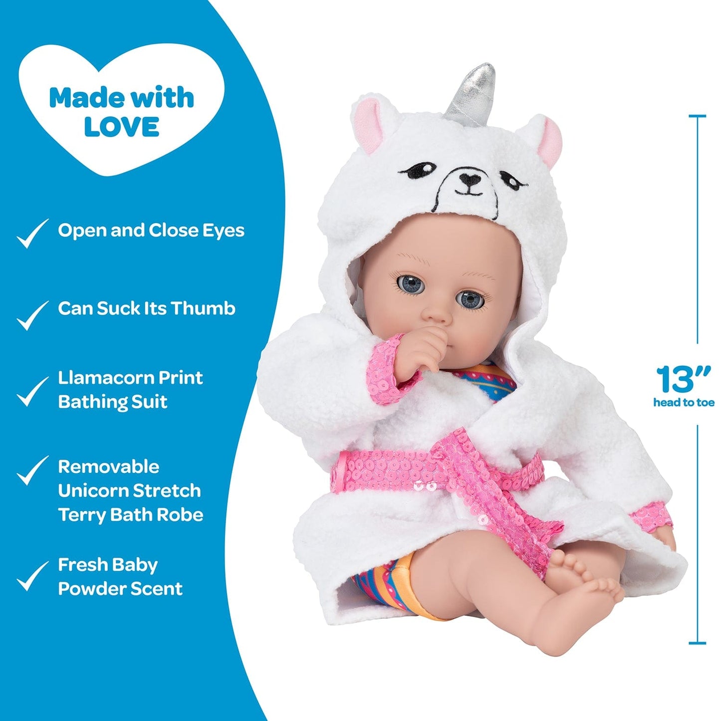 Adora BathTime Llamacorn Baby Doll With Doll Clothes Accessories Set