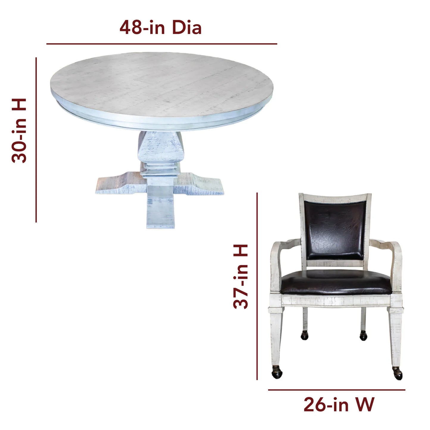 Hathaway Montecito 48-in Poker Table and Dining Top with 4 Arm Chairs