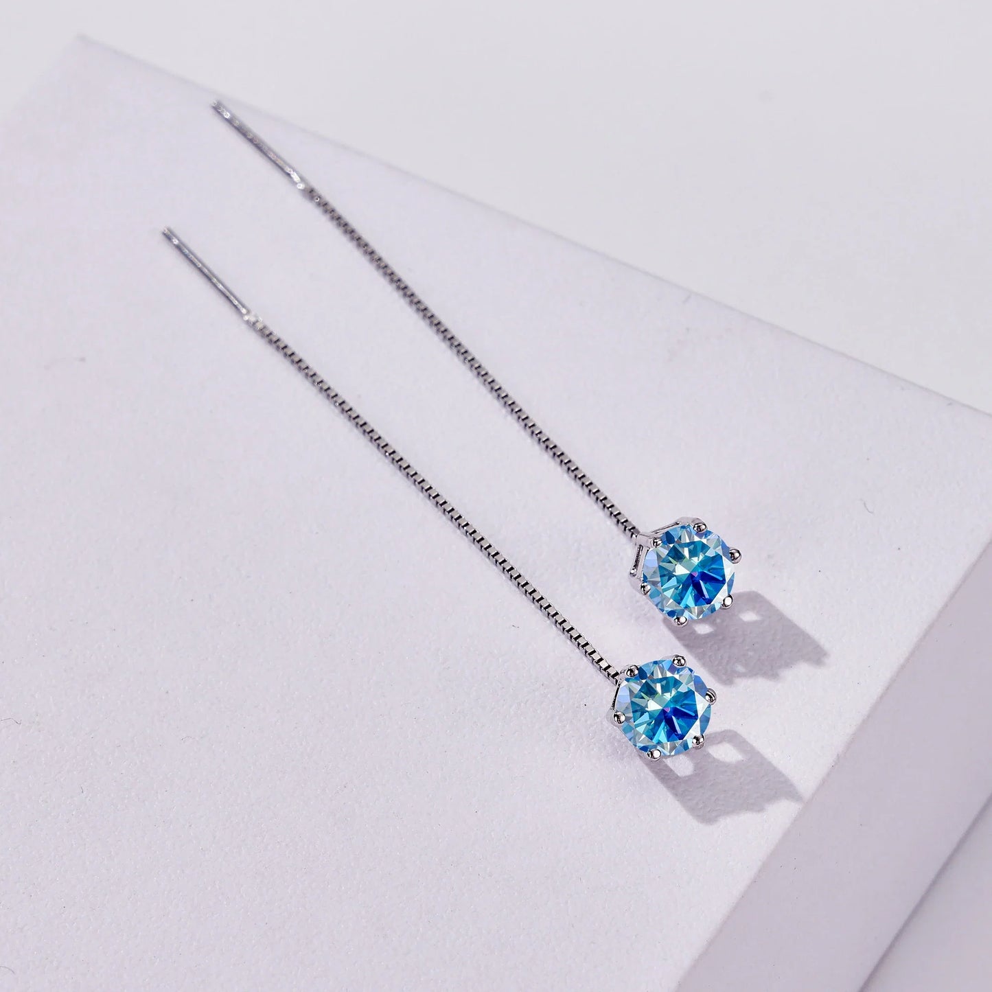 Moissanite Drop Earrings 5-6.5mm Sterling 925 Silver Solitaire Dangle Gift