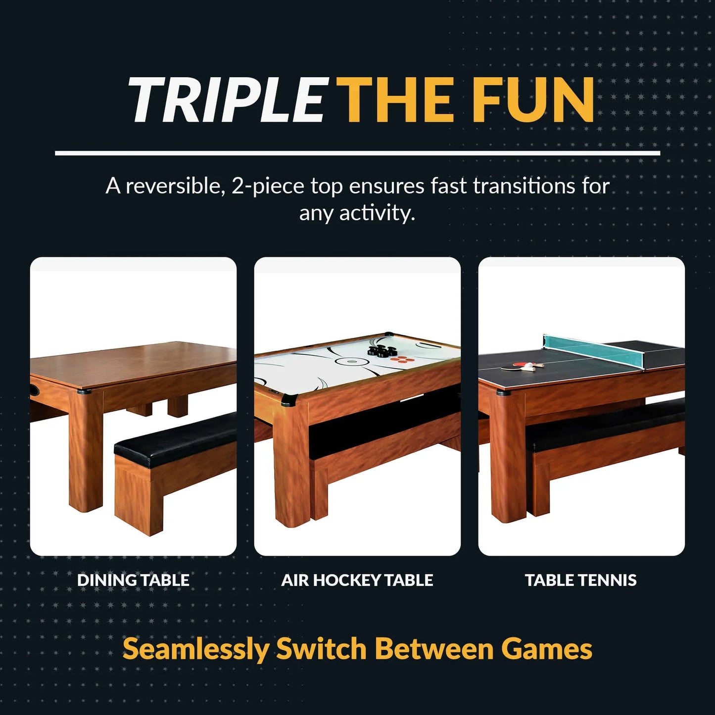 Hathaway Sherwood 7-Ft Air Hockey Table Combo Set with Benches