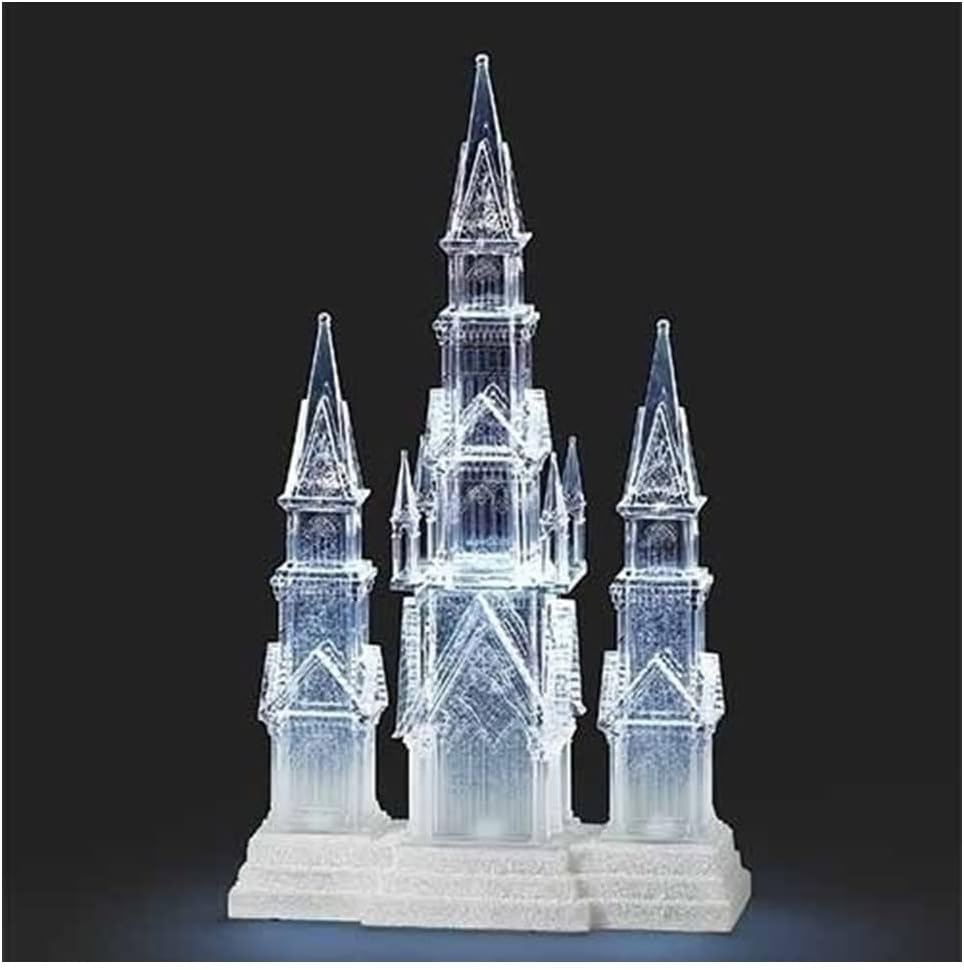 Lighted Three Tower Church Waterglobe