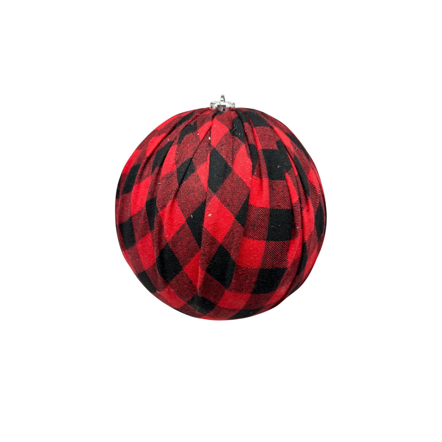 9" Shatterproof Buffalo Plaid Fabric Wrapped Ball Ornament