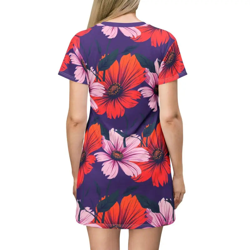Ocean State Styles Floral Patterned T Shirt Dress Womens