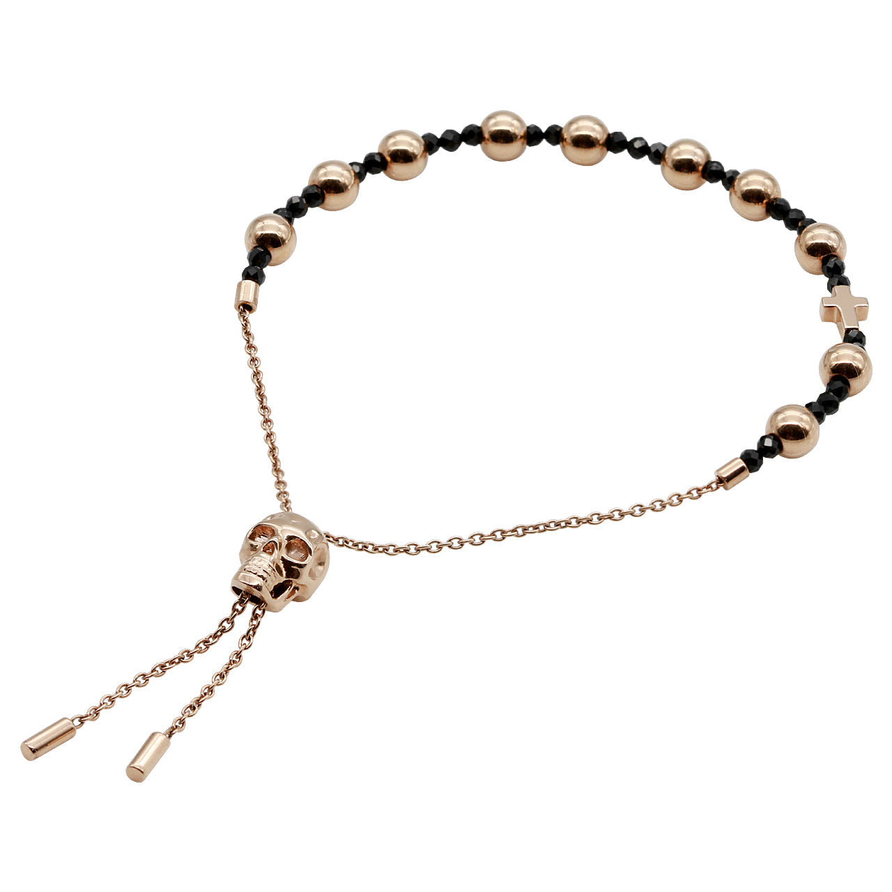 Rose Gold Skull Spinel Bead Adjustable Pull Chain Bracelet