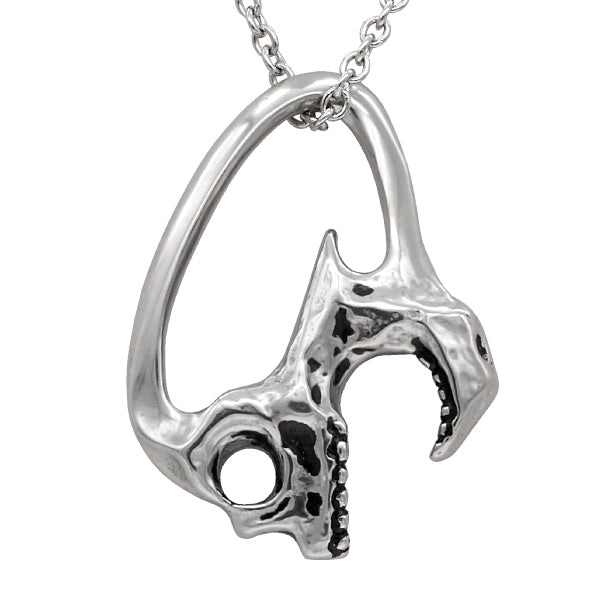 Silver Skull Pendant Necklace Gothic Biker Chain 24 Inch