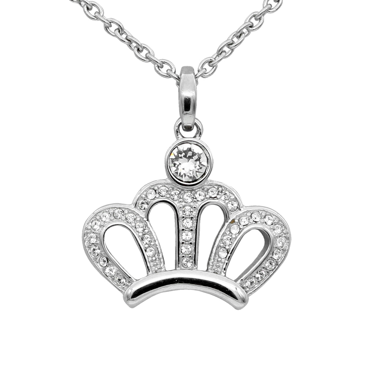 Sparkling Crown Necklace Sterling Silver Cubic Zirconia